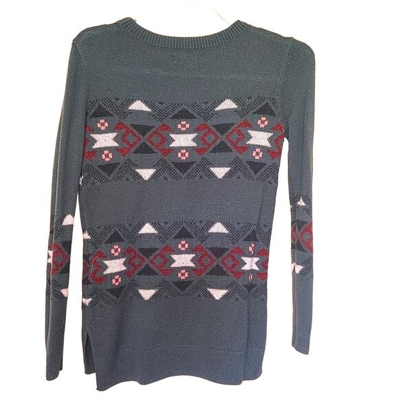 Hollister Size Small S Geometric Triangle Abstract Green Sweater Winter - Picture 2 of 9